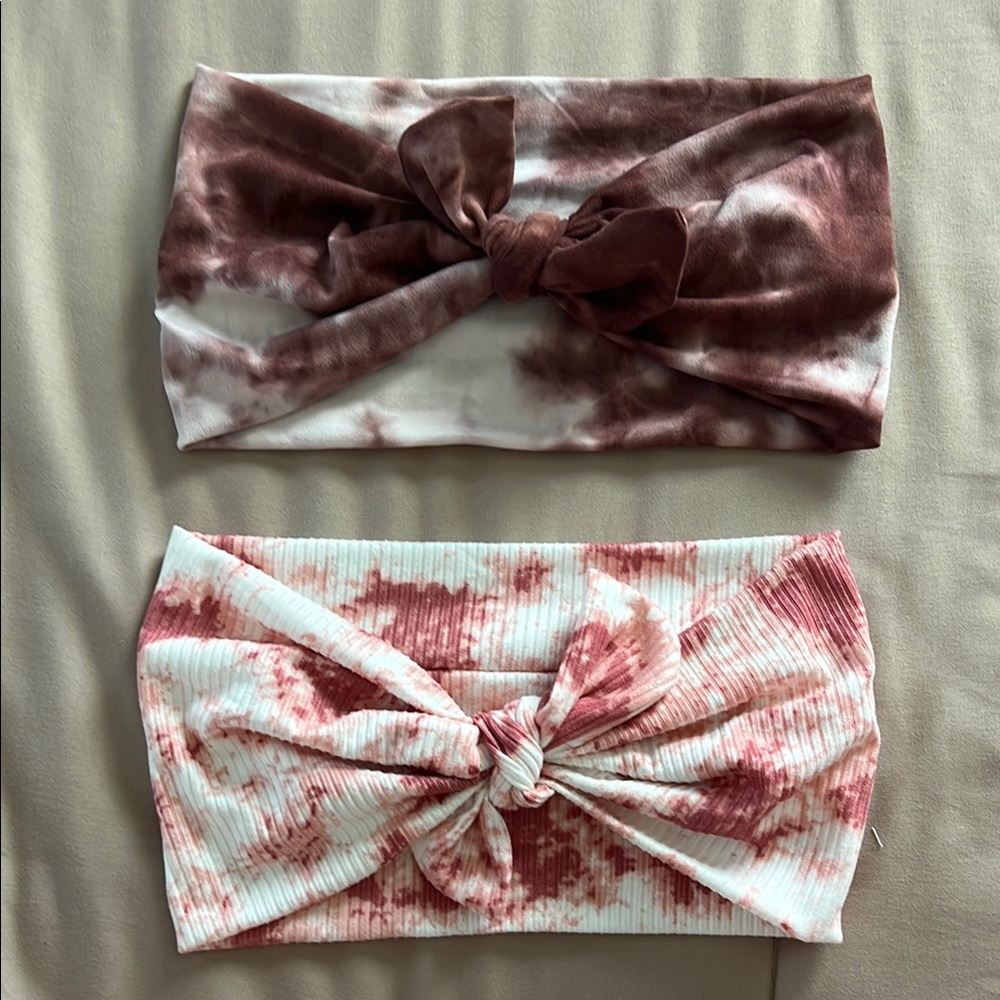 Tie-Dye Headbands - Pink and White - Set of 2